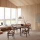 Carl Hansen HJW37 The Pendant in White/Nickel — lifestyle, with CH24 and CH339 chairs