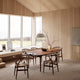 Carl Hansen HJW37 The Pendant in White/Nickel — lifestyle, with CH24 and CH339 chairs