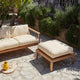 Skagerak Virkelyst Outdoor Pouf in Golden Yellow Stripe — lifestyle, with Skagerak Virkelyst Outdoor 2 Seater Sofa