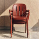 HAY Deville Outdoor Dining Armchair in Iron Red — lifestyle, stacked