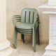 HAY Deville Outdoor Dining Armchair in Thyme Green — lifestyle, stacked