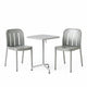 HAY Deville Balcony Dining Bundle in Silver Grey Aluminium — two chairs and square table, view 1