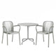 HAY Deville Patio Dining Bundle 80cm in Silver Grey Aluminium — two armchairs and round table, view 2