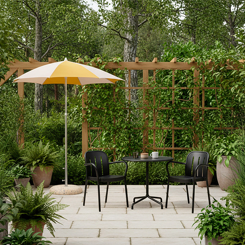 HAY Terrazza Parasol Octagon with Deville Patio Furniture — lifestyle