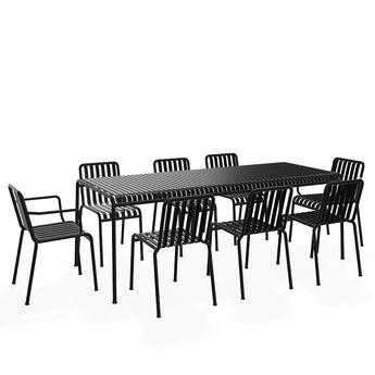 HAY Palissade Extra-Large Outdoor Dining Bundle in Anthracite — 220cm table, 6 chairs and 2 armchairs