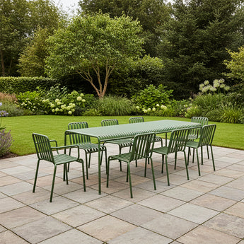 HAY Palissade Extra-Large Outdoor Dining Bundle in Olive — outdoor lifestyle setting