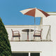 HAY Terrazza Parasol with Deville Armchair in Iron Red and Palissade Cone Table — lifestyle 02