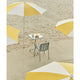 HAY Deville Armchair and Square Table in Silver Grey with Terrazza Parasol — outdoor lifestyle