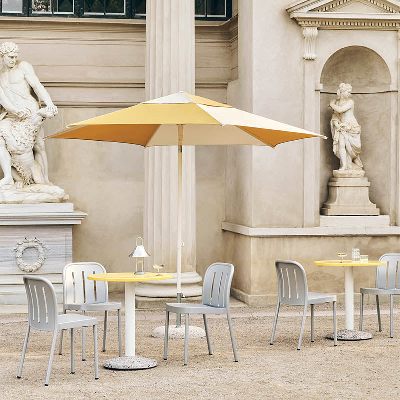HAY Deville Outdoor Dining Chair in Silver Grey — lifestyle, outdoor