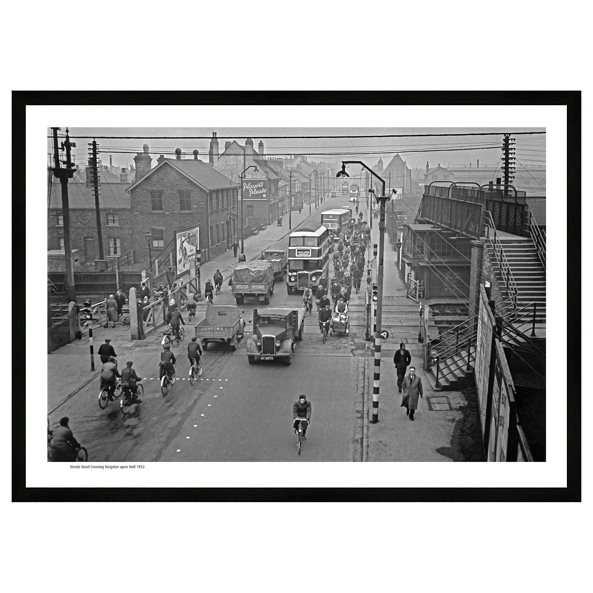 Innes Heritage Hessle Road Crossing 1952 A2 Framed Art Print in Black — packshot