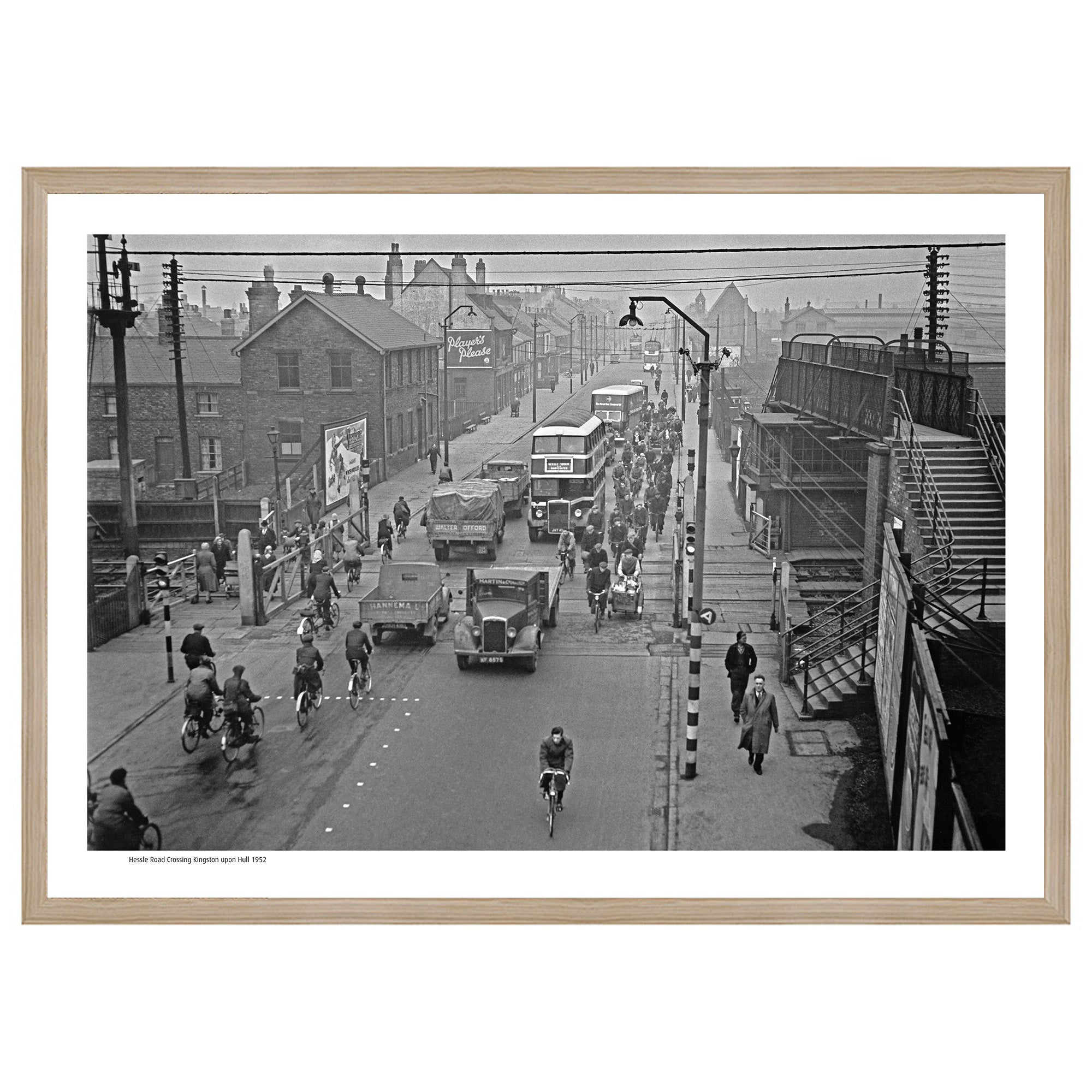 Innes Heritage Hessle Road Crossing 1952 A2 Framed Art Print in Oak — packshot