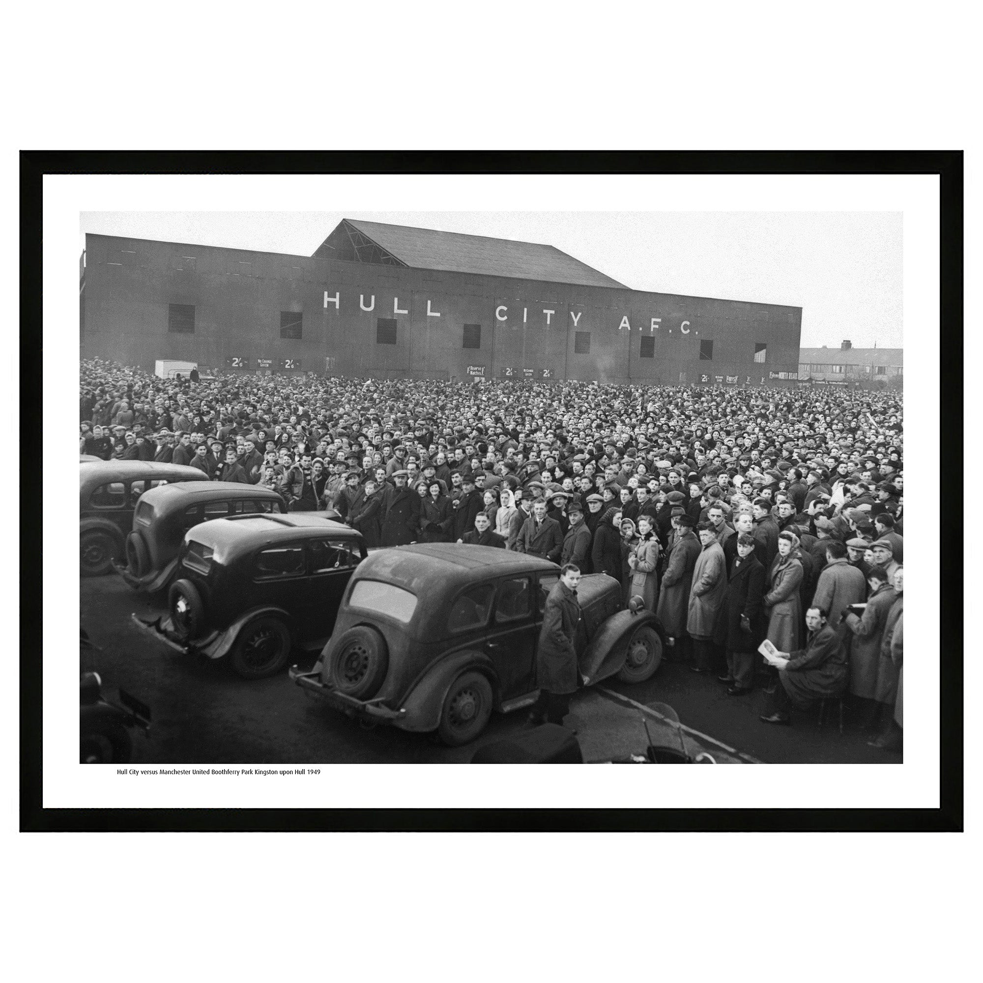 Innes Heritage Hull City v Manchester United Crowds 1949 A2 Framed Art Print in Black — packshot