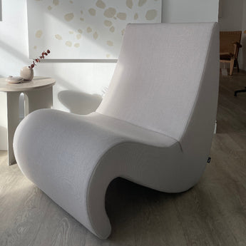 vitra's amoebe lounge chair by verner panton with modern art print at innes gallery in hessle uk