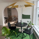 hay deville outdoor furniture dining set in black in innes gallery in hessle with Host portable lamp and terrazza parasol and base