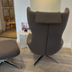 back of Vitra Grand Repos lounge chair and ottoman in brown Cosy fabric on oak loor with becky innes art print at Innes showroom in Hessle, East Yorkshire