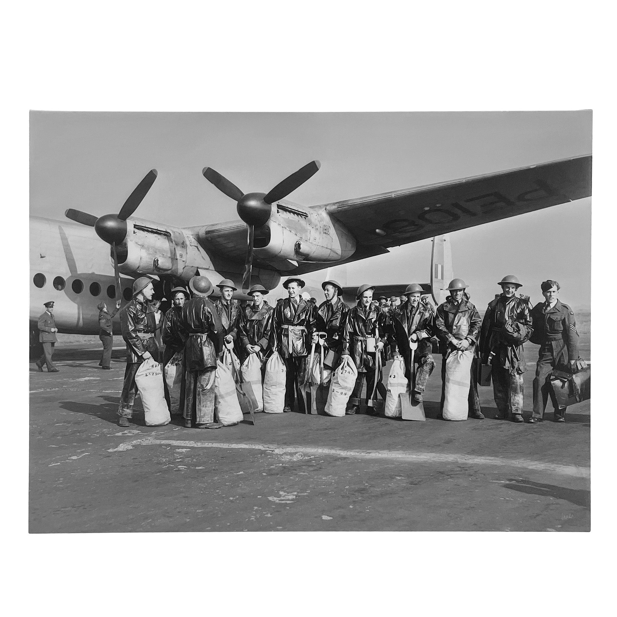 Innes Heritage RAF Crewmen & Plane 1949 40x30in Canvas Print — packshot