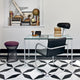 Knoll Florence Knoll Mini Desk in Clear Glass — lifestyle, with Brno Chair and Platner Stool