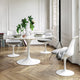 Knoll Saarinen Tulip Dining Chair in White — lifestyle, with Saarinen Round Dining Table