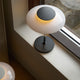 Louis Poulsen PH 80 Portable Lamp in Opal White / High Lustre Chrome Plated — shade detail, lamp on