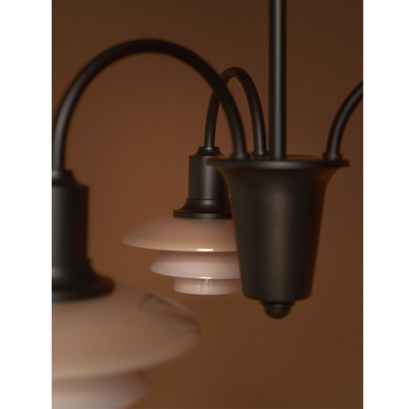 Louis Poulsen PH 1/1 Chandelier Centenary Edition 3-arm close-up detail, unlit