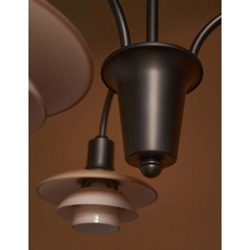 Louis Poulsen PH 1/1 Chandelier Centenary Edition 3-arm close-up detail, unlit, alternate angle