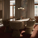 Louis Poulsen PH 1/1 Chandelier Centenary Edition 3-arm above a Venice dining room table