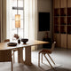 Audo Hashira Pendant Light — lifestyle, with Audo Androgyne Dining Table, Audo Harbour Side Dining Chair, and Audo NNDW