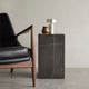 Audo Plinth Tall — lifestyle, with Audo Column Table Lamp and Audo The Seal Lounge Chair