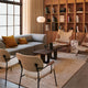 Audo JWDA Floor Lamp — lifestyle, with Eave Sofa, Co Lounge Chair, Knitting Chair, Houkime Rug, Androgyne Lounge Table