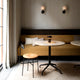 Audo Eave Dining Sofa — studio, with Afteroom Chair, Column Table Lamp, Column Table