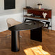 udo The Eclipse Desk in Natural Oak — lifestyle, with Audo Harbour Dining Chair, Audo Zet Storage, and Audo Reverse Table Lamp
