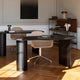 Audo The Eclipse Desk — lifestyle, with Audo Harbour Dining Chair, Audo Zet Storage, and Audo Column Table Lamp