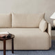 Audo Offset 2 Seater Sofa in Bouclé — lifestyle, with Houkime Rug and Passage Lounge Table