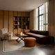Audo The Tired Man Lounge Chair with Jager Lounge Table and Wing Floor Lamp – lifestyle