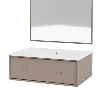 Montana BR1201 Medium Sink Unit with mirror in Truffle — wall-mounted bathroom composition, Danish design by Peter J. Lassen