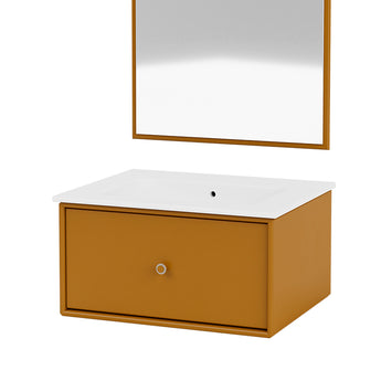 Montana BR0801 Small Sink Unit with mirror in Amber — wall-mounted bathroom composition, Danish design by Peter J. Lassen