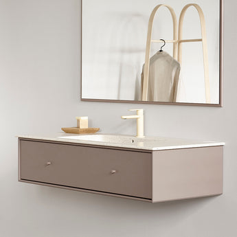 Montana BR1201 Medium Sink Unit in Truffle with Beige Grains basin — three-quarter view