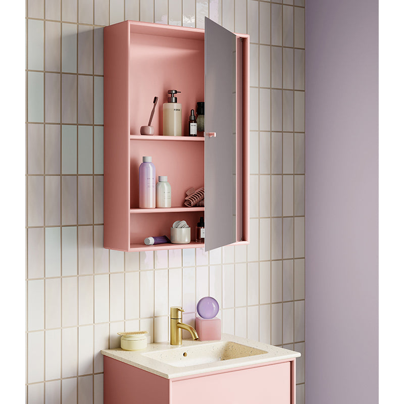 Montana Selection Reflect Cabinet Mirror in Ruby — studio, with Montana SU0802 Basin in Beige Fine Grains