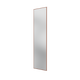 A tall, narrow rectangular wall mirror with a slim warm brown frame, shown against a plain white background.