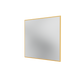 A square wall mirror with a thin yellow frame, shown at a slight angle on a solid white background.