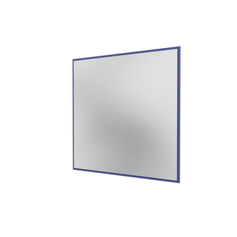 A square mirror with a thin dark blue border, shown against a plain white background.