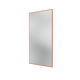 A minimalist rectangular mirror with a thin red frame, shown at a slight angle on a solid white background.