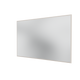A rectangular mirror with a thin dark border, shown at an angle against a solid white background.