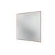 A square wall mirror with a thin brown frame, shown at a slight angle on a plain white background.