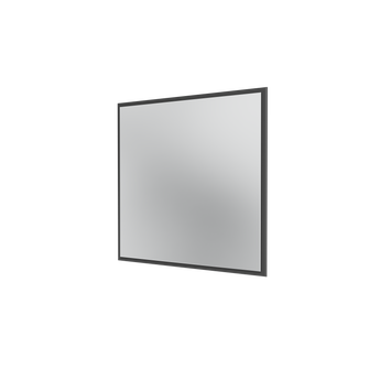 A square wall mirror with a thin dark gray frame, shown at a slight angle on a plain white background.