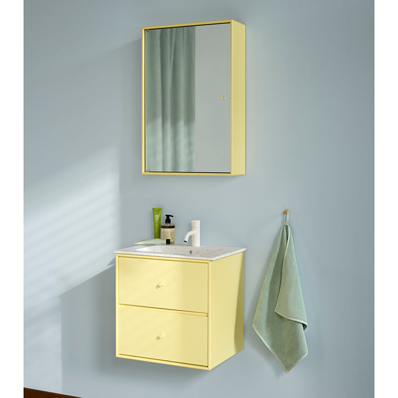Montana Selection Flow Sink Unit in Camomile — studio, with Reflect Mirror, Wall Hooks