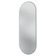 A minimalist, vertically oriented oval wall mirror with a slim dark gray frame, shown against a solid white background.