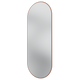 A minimalist vertical oval wall mirror with a thin brown frame, shown against a solid white background.