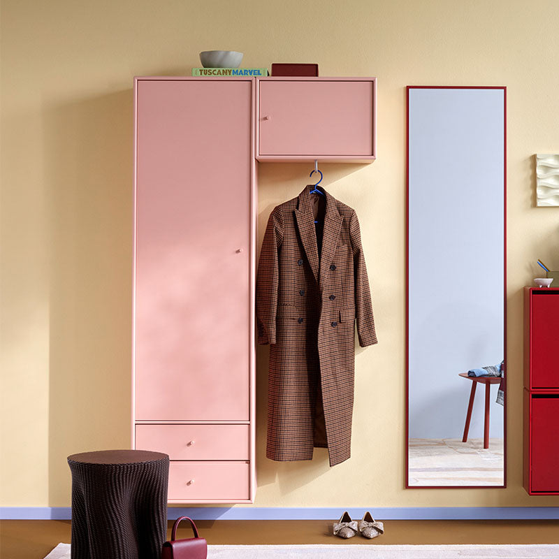 Montana ATTIRE II Wardrobe Ruby with Mirror Shoe Storage Beetroot lifestyle view