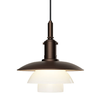 Louis Poulsen PH 3/3 Aged Brass Opal Pendant Light